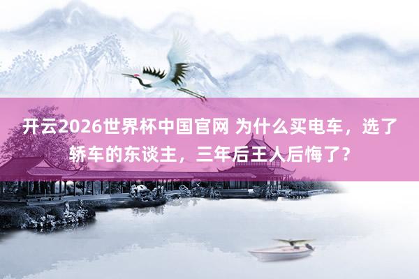 开云2026世界杯中国官网 为什么买电车，选了轿车的东谈主，三年后王人后悔了？