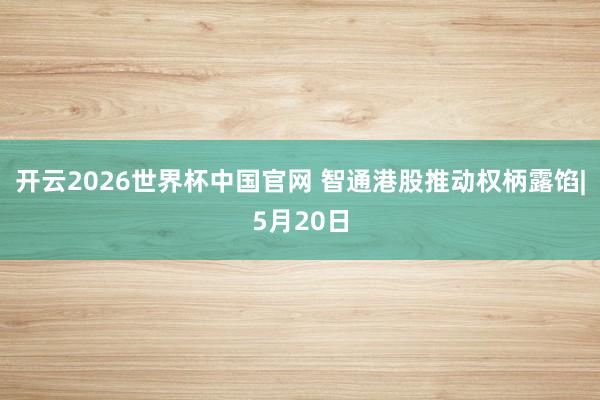 开云2026世界杯中国官网 智通港股推动权柄露馅|5月20日