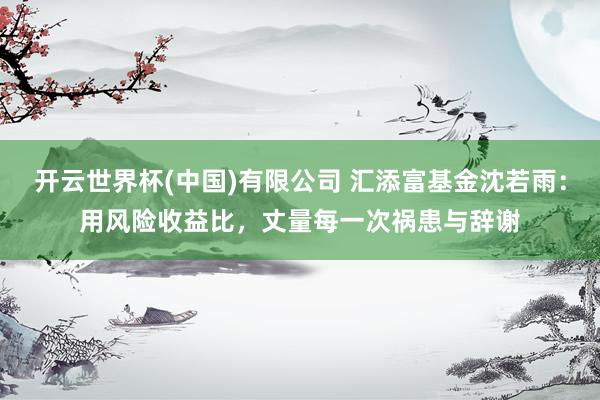 开云世界杯(中国)有限公司 汇添富基金沈若雨：用风险收益比，丈量每一次祸患与辞谢