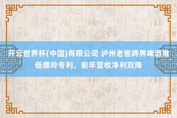开云世界杯(中国)有限公司 泸州老窖跨界啤酒推低嘌呤专利，前年营收净利双降
