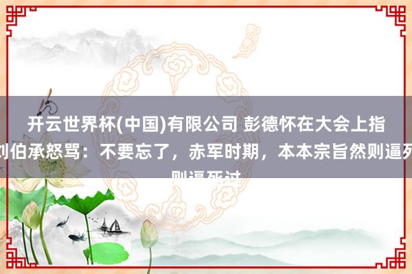 开云世界杯(中国)有限公司 彭德怀在大会上指着刘伯承怒骂：不要忘了，赤军时期，本本宗旨然则逼死过