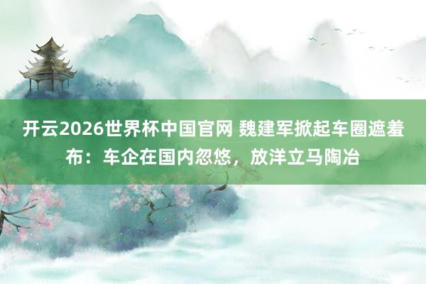 开云2026世界杯中国官网 魏建军掀起车圈遮羞布：车企在国内忽悠，放洋立马陶冶