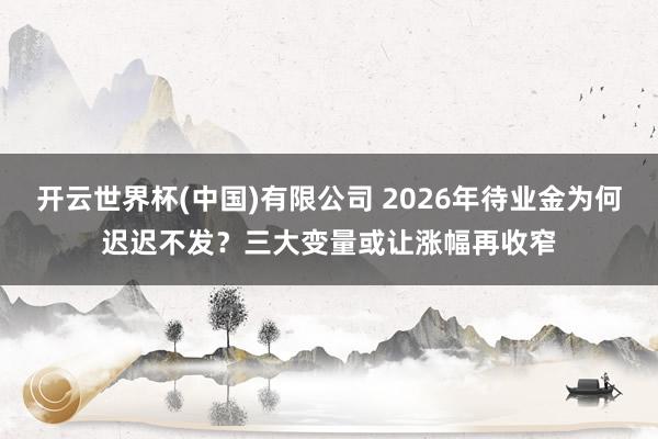 开云世界杯(中国)有限公司 2026年待业金为何迟迟不发？三大变量或让涨幅再收窄