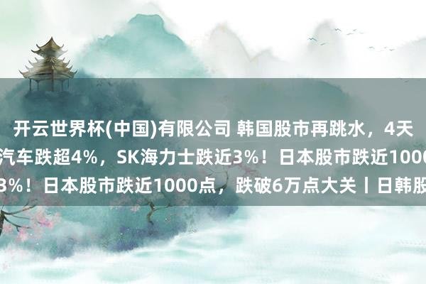开云世界杯(中国)有限公司 韩国股市再跳水，4天内跌近1000点，当代汽车跌超4%，SK海力士跌近3%！日本股市跌近1000点，跌破6万点大关丨日韩股市