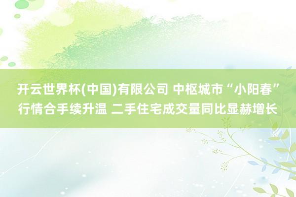 开云世界杯(中国)有限公司 中枢城市“小阳春”行情合手续升温 二手住宅成交量同比显赫增长