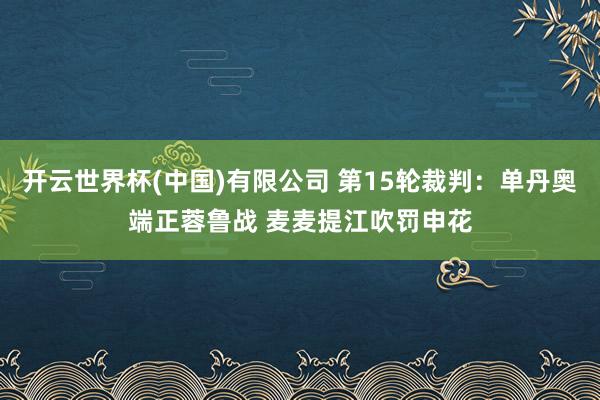 开云世界杯(中国)有限公司 第15轮裁判：单丹奥端正蓉鲁战 麦麦提江吹罚申花