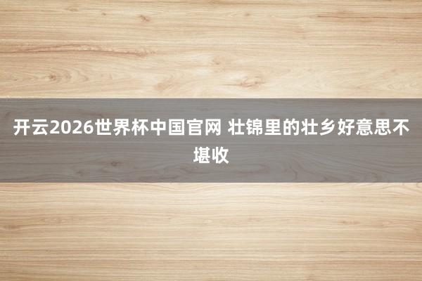 开云2026世界杯中国官网 壮锦里的壮乡好意思不堪收