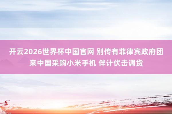 开云2026世界杯中国官网 别传有菲律宾政府团来中国采购小米手机 伴计伏击调货