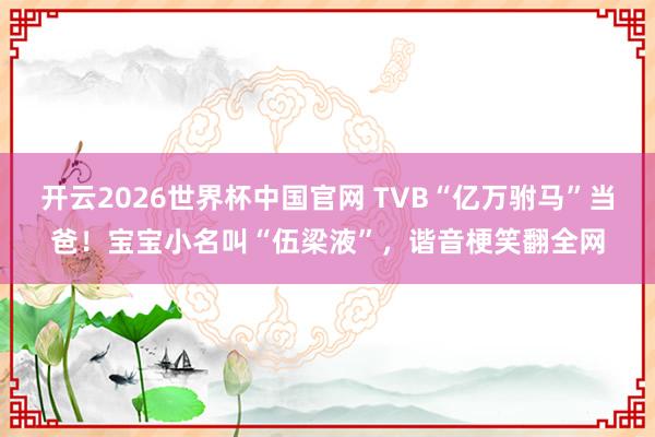 开云2026世界杯中国官网 TVB“亿万驸马”当爸！宝宝小名叫“伍梁液”，谐音梗笑翻全网