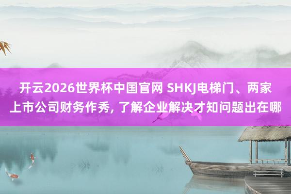 开云2026世界杯中国官网 SHKJ电梯门、两家上市公司财务作秀， 了解企业解决才知问题出在哪