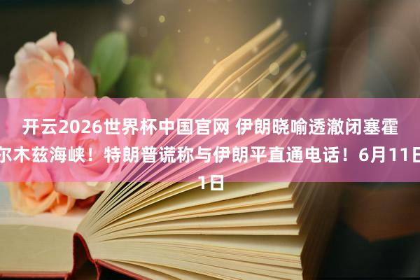 开云2026世界杯中国官网 伊朗晓喻透澈闭塞霍尔木兹海峡！特朗普谎称与伊朗平直通电话！6月11日