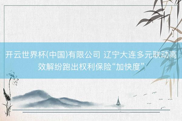 开云世界杯(中国)有限公司 辽宁大连多元联动高效解纷跑出权利保险“加快度”