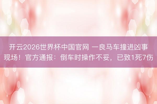 开云2026世界杯中国官网 一良马车撞进凶事现场！官方通报：倒车时操作不妥，已致1死7伤