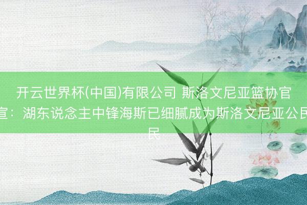开云世界杯(中国)有限公司 斯洛文尼亚篮协官宣：湖东说念主中锋海斯已细腻成为斯洛文尼亚公民