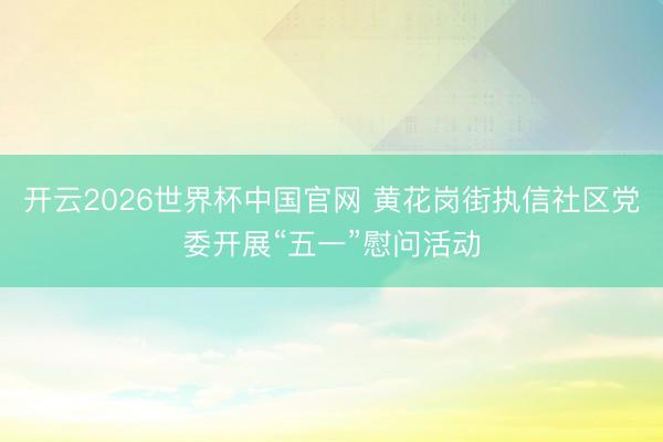 开云2026世界杯中国官网 黄花岗街执信社区党委开展“五一”慰问活动