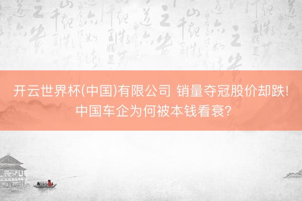 开云世界杯(中国)有限公司 销量夺冠股价却跌! 中国车企为何被本钱看衰?
