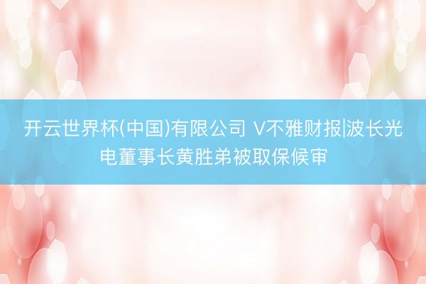 开云世界杯(中国)有限公司 V不雅财报|波长光电董事长黄胜弟被取保候审